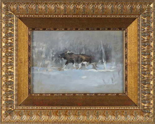 Степанов Алексей Степанович. Бегущий лось. Эскиз к картине «Лоси» 